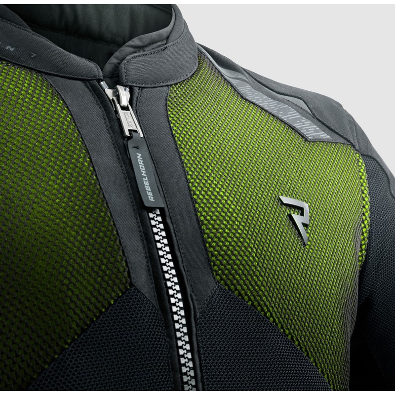 Chaqueta de moto Rebelhorn Jax negra y amarilla fluorescente