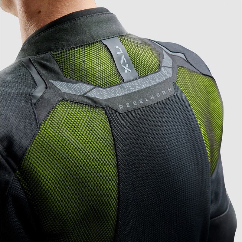 Chaqueta de moto Rebelhorn Jax negra y amarilla fluorescente