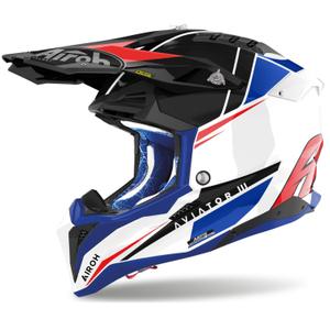 Casco de motocross Airoh Aviator 3.0 Push azul-rojo