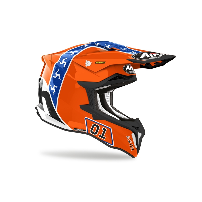 Venta de casco de motocross Airoh Strycker Hazzard naranja liquidación