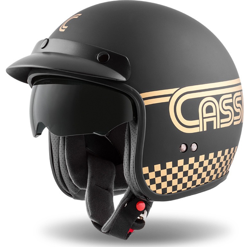 Casco de moto abierto Cassida Oxygen Rondo negro y dorado