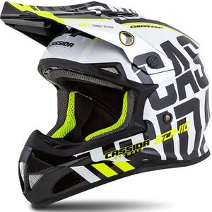 Casco Cassida Cross Cup Sonic Motocross negro-blanco-amarillo fluo