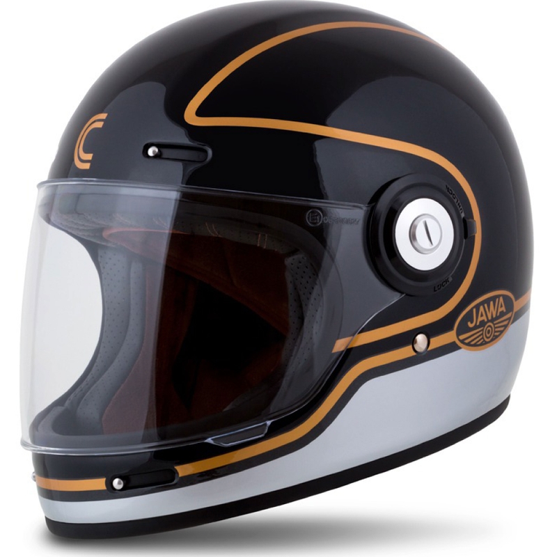 Casco integral de moto Cassida Fibre Jawa Sport negro-plata-oro