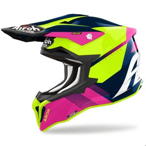 Casco motocross Airoh Strycker Blazer azul-rosa liquidación