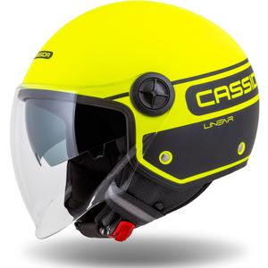 Casco de moto abierto Cassida Handy Plus Linear amarillo fluo-negro