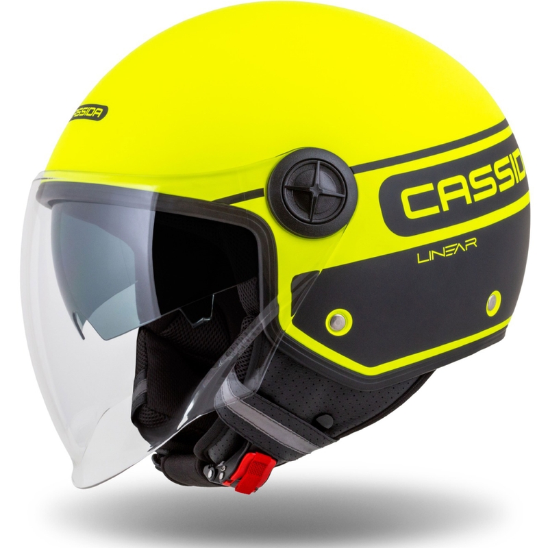 Casco de moto abierto Cassida Handy Plus Linear amarillo fluo-negro