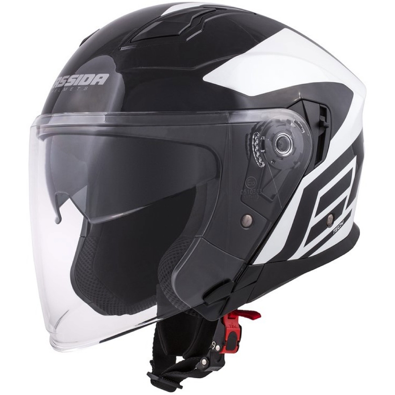 Casco Moto Cassida Jet Tech Corso Open Negro y Blanco