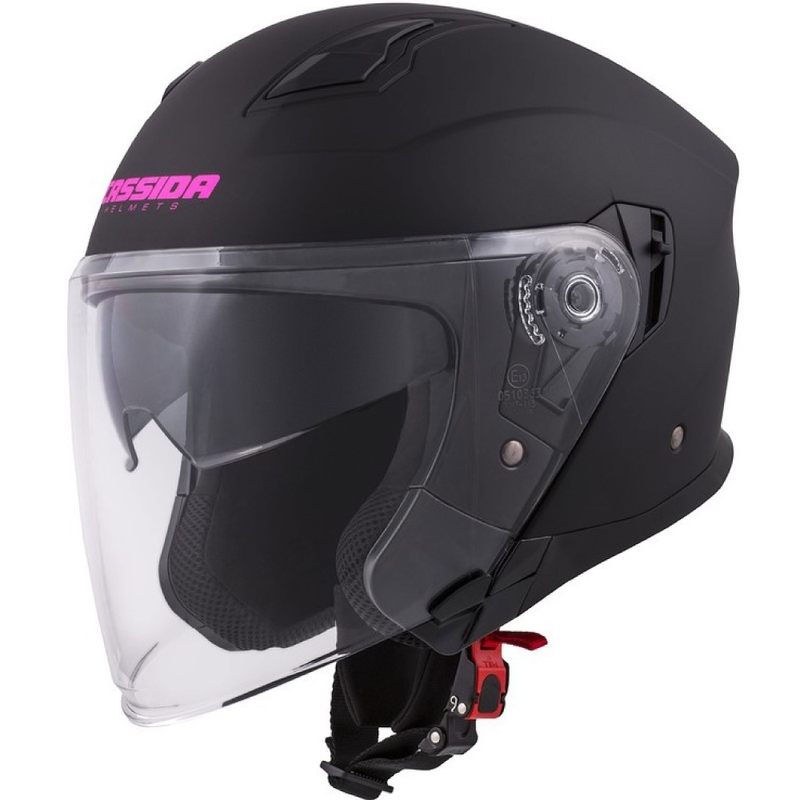 Casco de moto Cassida Jet Tech Open Negro y Rosa