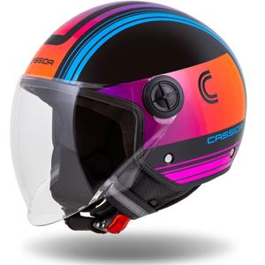 Casco de moto abierto Cassida Handy Metropolis Negro-Turquesa Gradiente