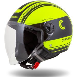 Casco de moto abierto Cassida Handy Metropolis Safety amarillo fluo-negro-reflectante gris