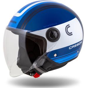 Casco de moto abierto Cassida Handy Metropolis Azul y Blanco