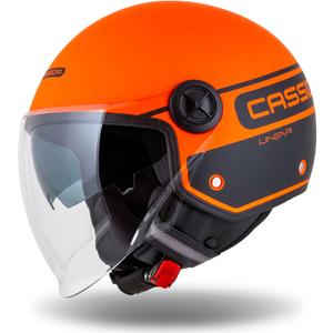 Casco de moto Cassida Handy Plus Linear abierto naranja-negro
