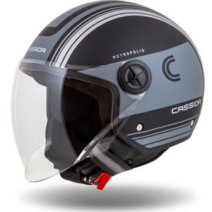 Casco de moto Cassida Handy Metropolis Safety Open Negro-Gris Reflectante