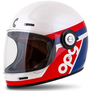 Casco integral de moto Cassida Fibre OPG blanco-azul-rojo