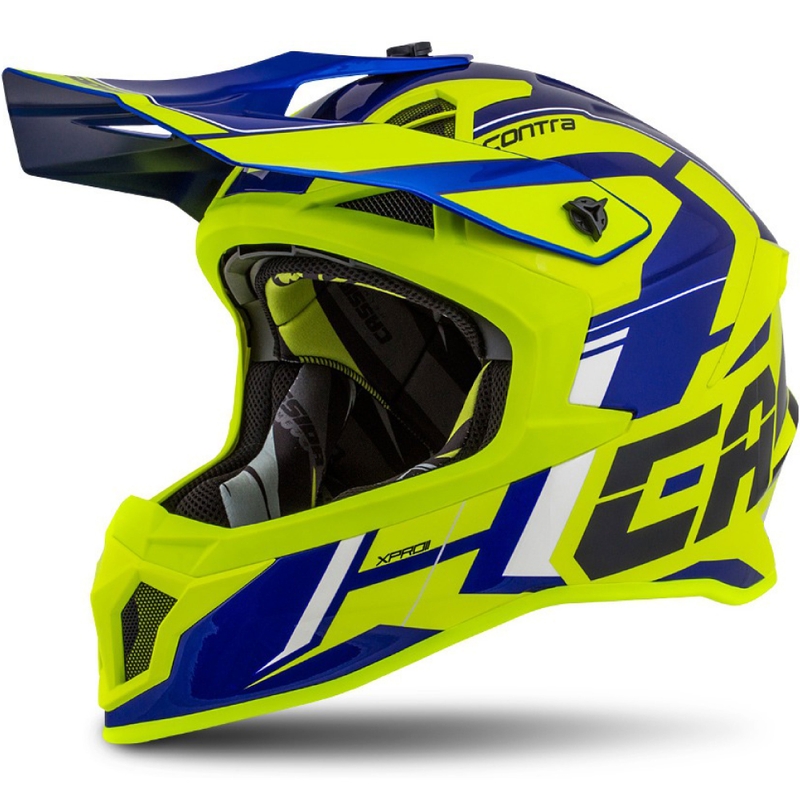 Casco motocross Cassida Cross Pro II Contra fluo amarillo-azul-blanco