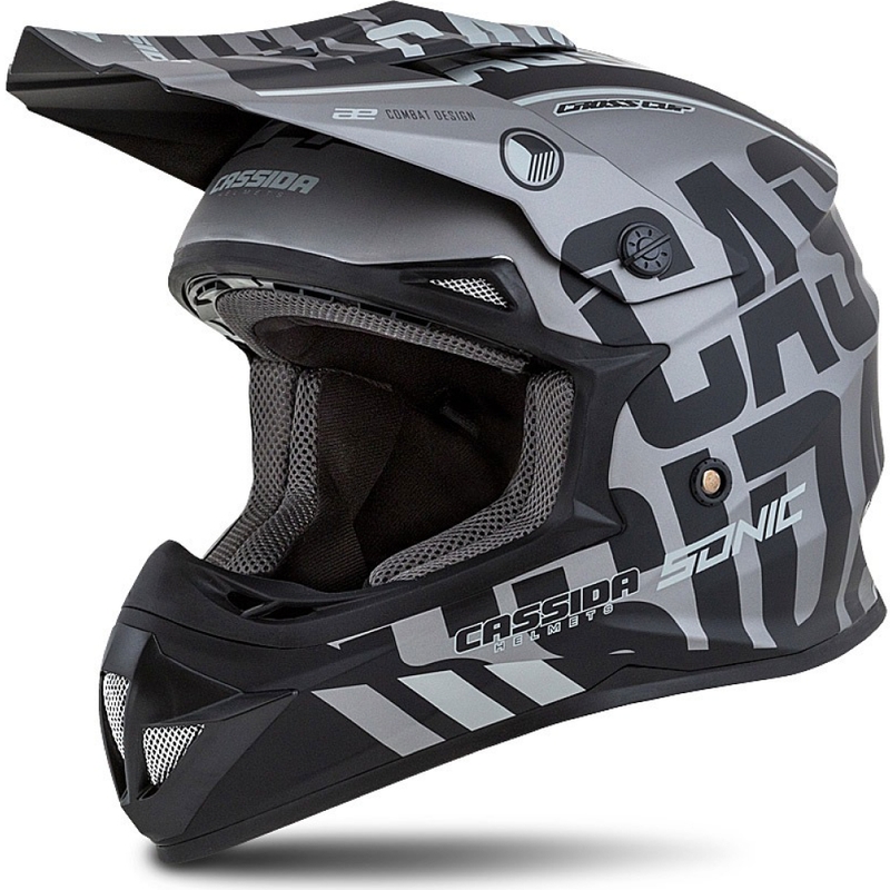 Casco de motocross infantil Cassida Cross Cup Sonic Junior gris mate-negro