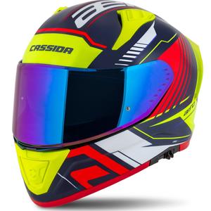 Casco integral de moto Cassida Aero Drome azul perla-amarillo-naranja-rojo-blanco