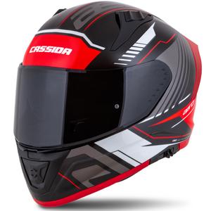 Casco integral de moto Cassida Aero Drome negro-rojo-blanco-gris