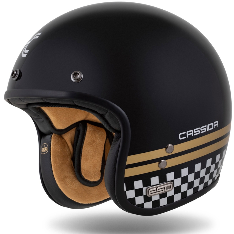 Casco Jet Cassida Eso Forty Nine Negro Perla-Oro-Gris