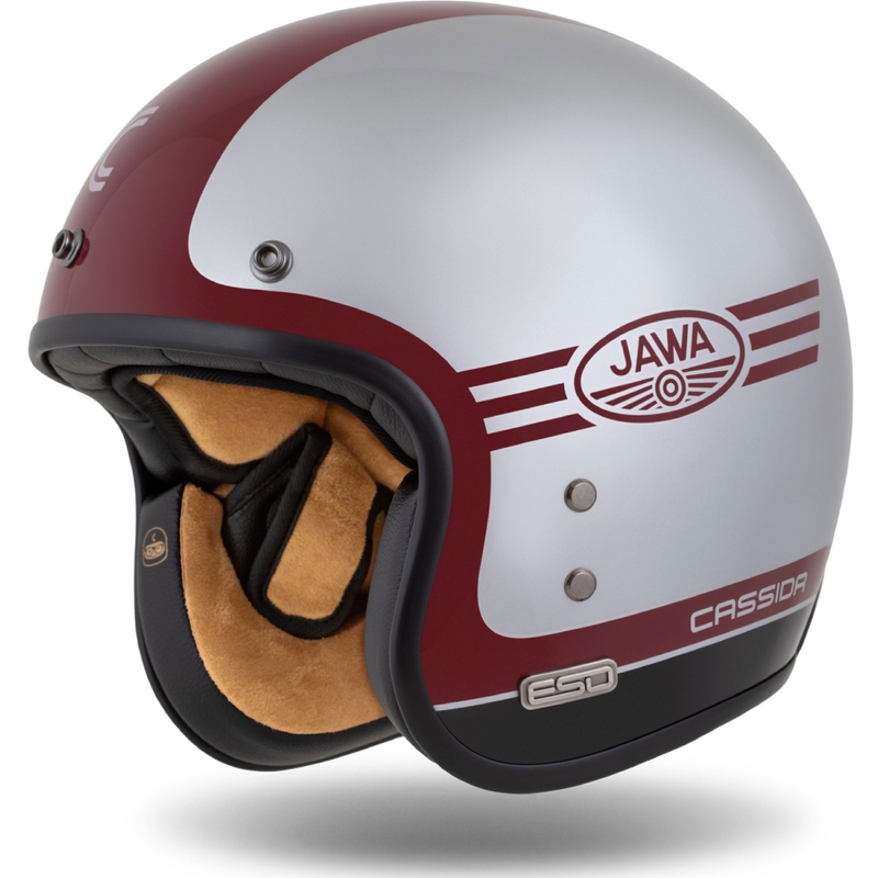 Casco abierto Cassida Eso Jawa Panel Rojo-Plata-Negro