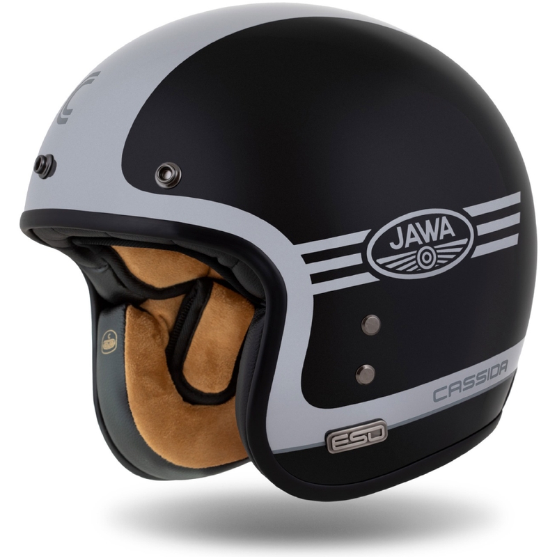 Casco abierto Cassida Eso Jawa Panel, color negro perla-antracita-plata