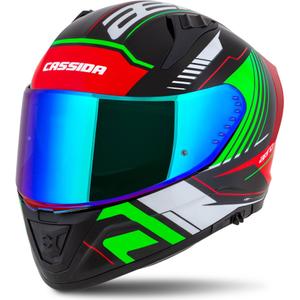 Casco integral de moto Cassida Aero Drome negro-rojo-verde-blanco