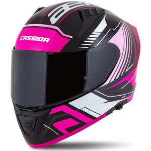 Casco integral de moto Cassida Aero Drome negro-rosa-blanco