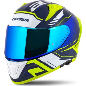Casco integral de moto Cassida Aero Drome azul-fluo-amarillo-azul claro-blanco