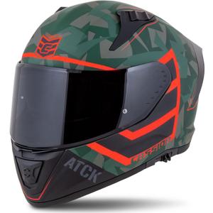 Casco integral de moto Cassida Aero ATCK camo verde-negro-gris-naranja