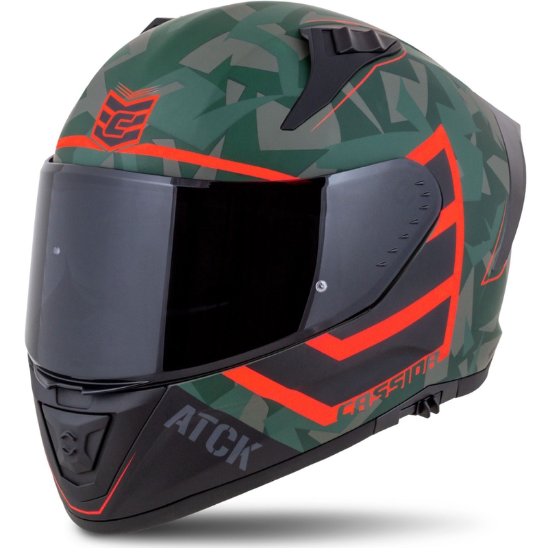 Casco integral de moto Cassida Aero ATCK camo verde-negro-gris-naranja