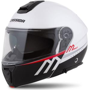 Casco de moto Cassida Modulo 2.1 Compass flip-up blanco perla-negro-rojo-plata