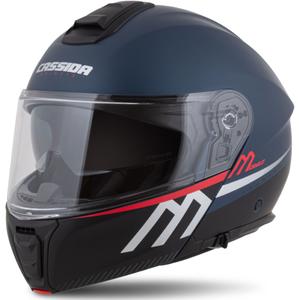 Casco de moto Cassida Modulo 2.1 Compass abatible azul mate rojo perla