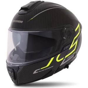 Casco abatible Cassida Modulo 2.1 Plus Carbon amarillo fluo-plata-negro