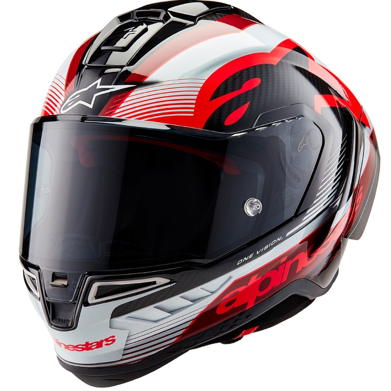 Casco integral de moto Alpinestars Supertech R-10 Team carbono rojo y blanco