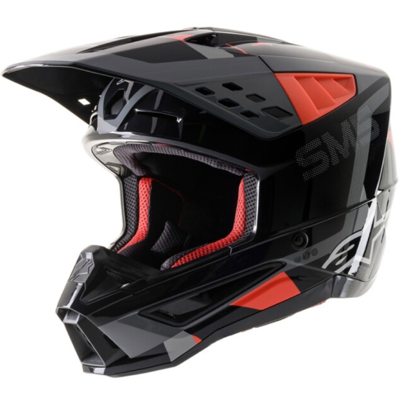 Casco de motocross Alpinestars S-M5 Rover antracita-rojo fluo-gris máscara