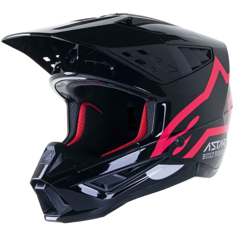 Casco de motocross Alpinestars S-M5 Compass negro y rosa