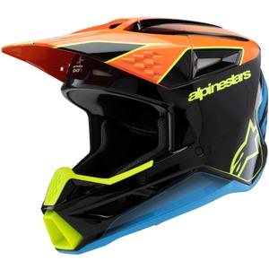 Casco de motocross infantil Alpinestars S-M3 FRAY negro-naranja-amarillo-turquesa 2025