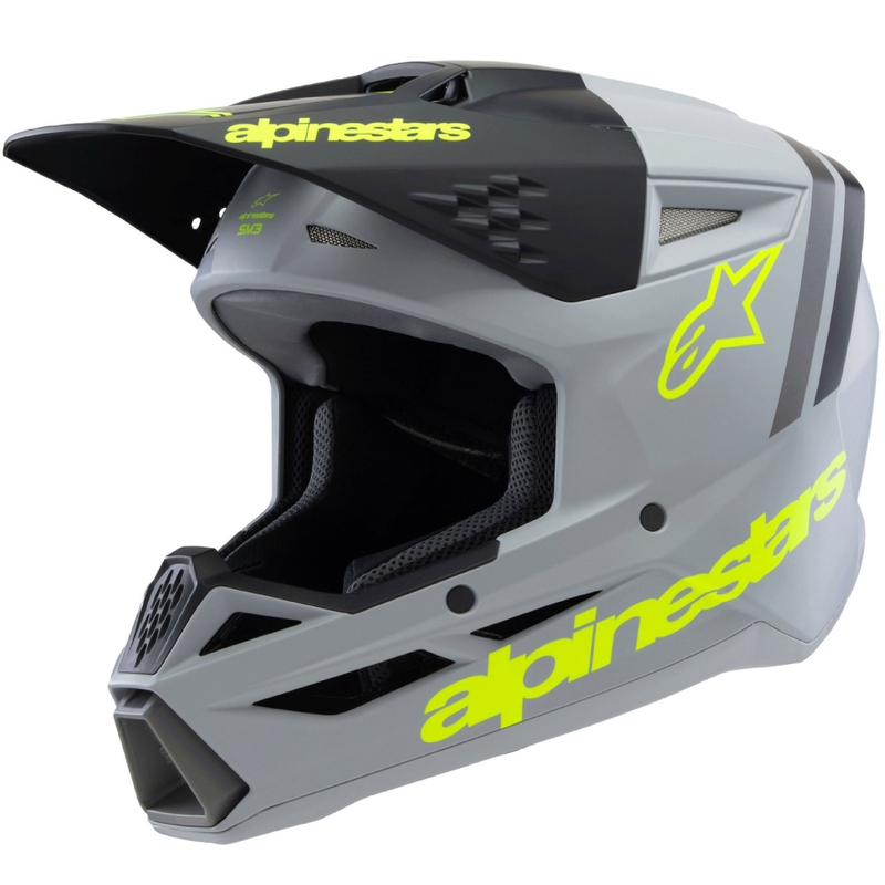 Casco de motocross infantil Alpinestars S-M3 RADIUM gris mate-amarillo fluorescente-negro