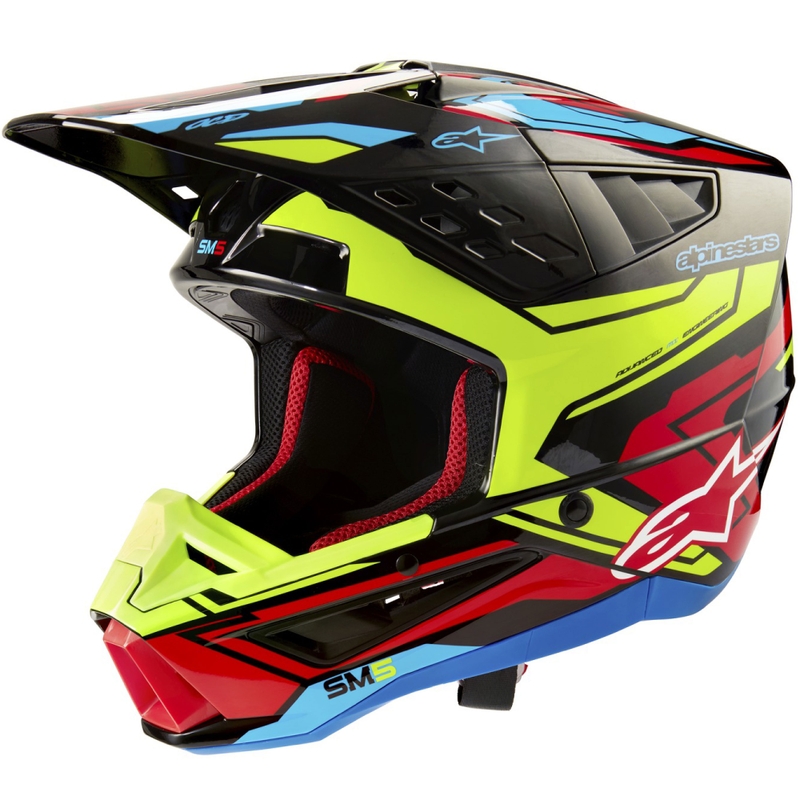 Casco de motocross Alpinestars S-M5 Action 2 amarillo fluo-rojo fluo