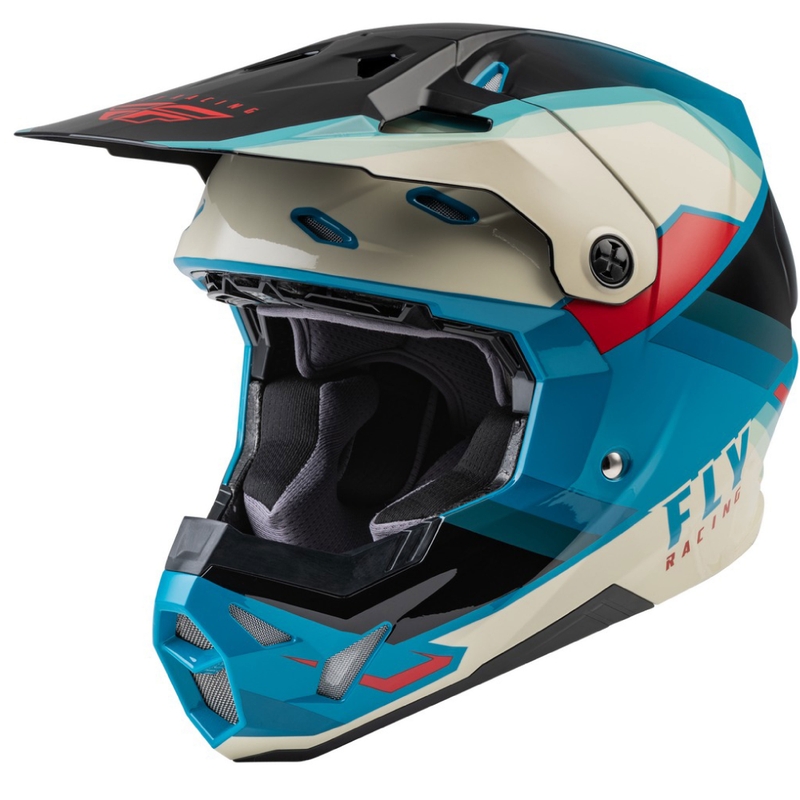 Casco motocross FLY Racing Formula CP negro-gris-turquesa