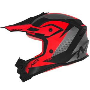 Casco de motocross infantil NOX N761 MX rojo fluo-negro-gris
