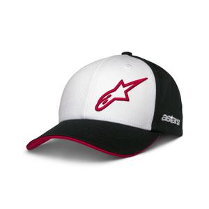 Gorra snapback Sessionized de Alpinestars en blanco, negro y rojo