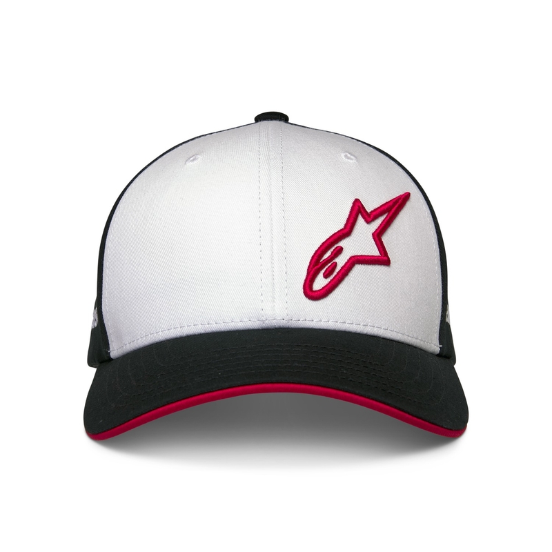 Gorra snapback Sessionized de Alpinestars en blanco, negro y rojo