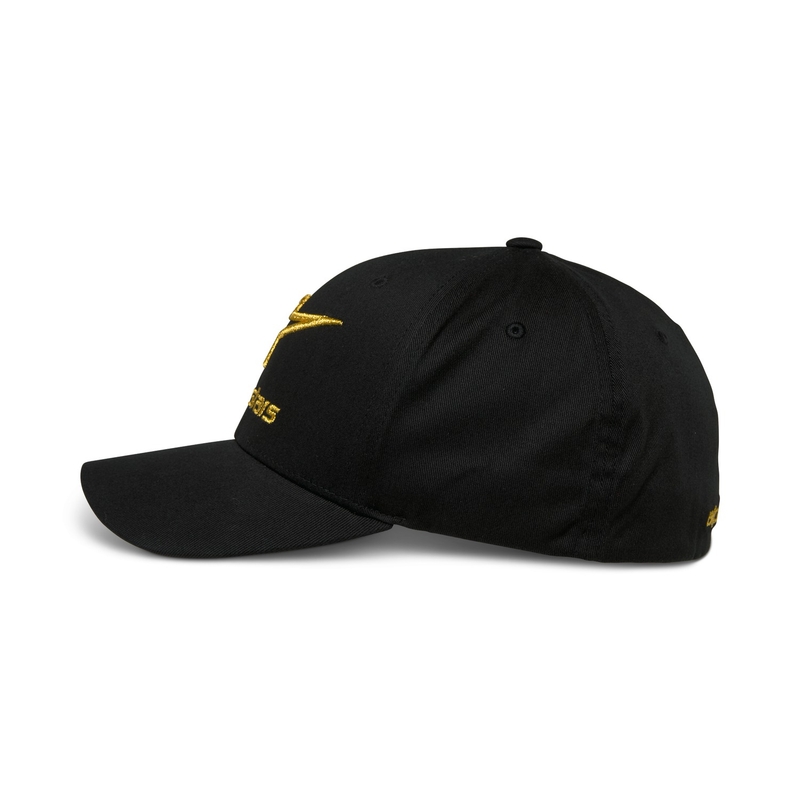 Gorra Gild Flexback de Alpinestars en color negro y dorado