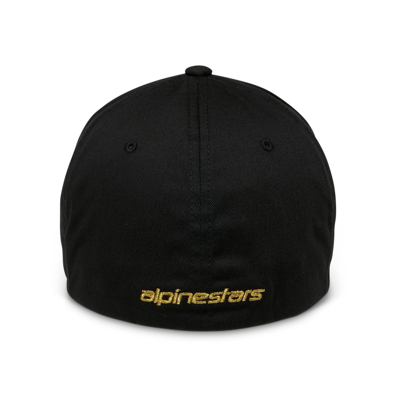 Gorra Gild Flexback de Alpinestars en color negro y dorado