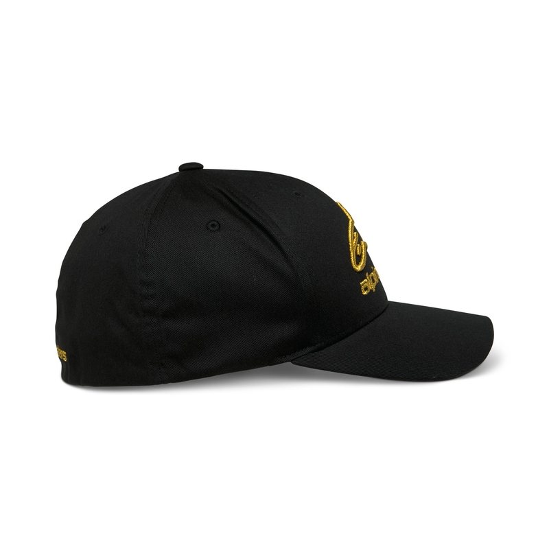 Gorra Gild Flexback de Alpinestars en color negro y dorado