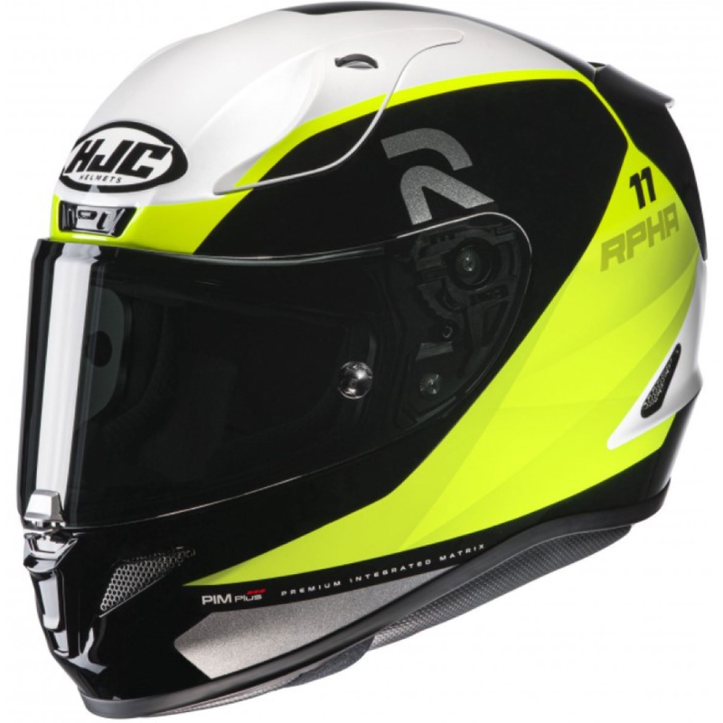 Casco integral de moto HJC RPHA 11 Texen MC3H blanco-amarillo-negro