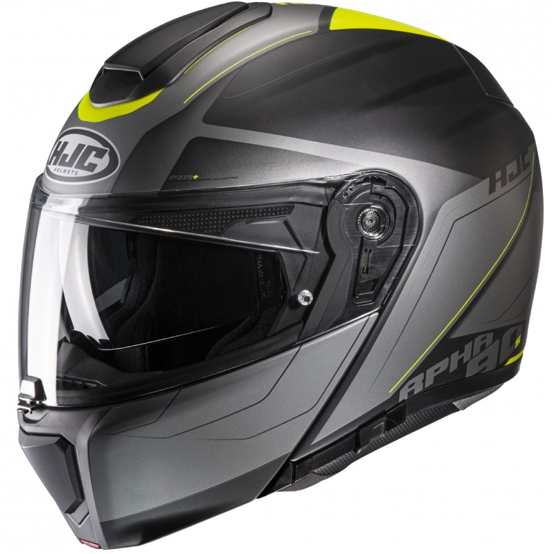 Casco de moto abatible HJC RPHA 90S Cadan MC3HSF gris-amarillo fluo