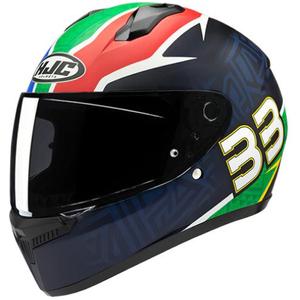 Casco integral de moto HJC C10 BB33 MC21SF azul-verde-rojo