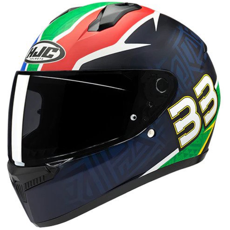 Casco integral de moto HJC C10 BB33 MC21SF azul-verde-rojo